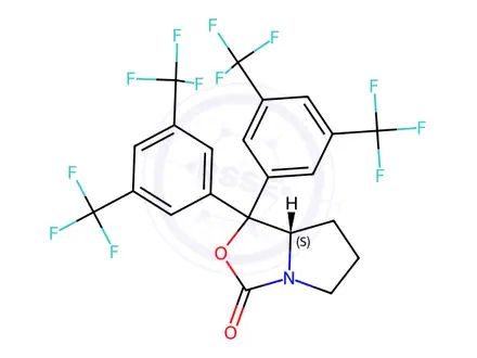 Chemical structure of (S)-1,1-bis(3,5-bis(trifluoromethyl)phenyl)tetrahydropyrrolo[1,2-c]oxazol-3(1H)-one