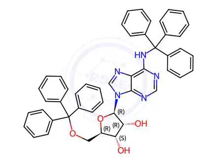 Chemical structure of N,5'-O-Ditrityladenosine
