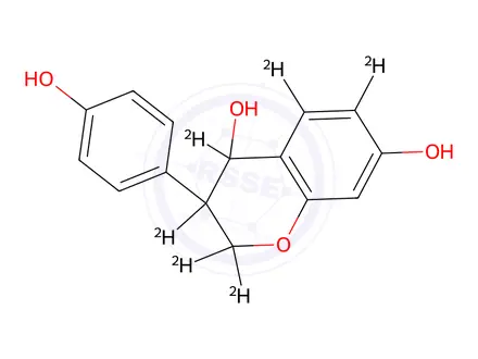 Chemical structure of 3,4-Dihydro-3-(4-hydroxyphenyl)-2H-1-benzopyran-4,7-diol-d6