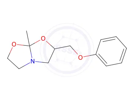Chemical structure of 5-Methyl-3-phenoxymethyl-1-aza-4,6-dioxabicyclo[3.3.0]octane