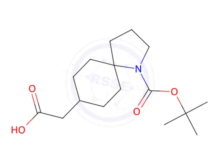 Chemical structure of 2-(1-(Tert-butoxycarbonyl)-1-azaspiro[4.5]Decan-8-yl)acetic acid