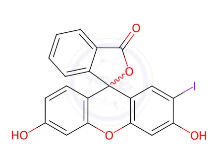 Chemical structure of 3',6'-dihydroxy-2'-iodo-3H-spiro[isobenzofuran-1,9'-xanthen]-3-one