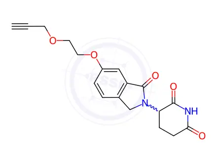 Chemical structure of 3-[1-oxo-6-(2-prop-2-ynoxyethoxy)isoindolin-2-yl]piperidine-2,6-dione