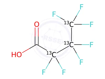 Chemical structure of Perfluoro-n-[2,3,4-13C3]butanoic acid