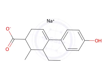 Chemical structure of 5-Ethyl-4-(p-hydroxyphenyl)-6-methyl-3-cyclohexene-1-carboxylic acid sodium salt