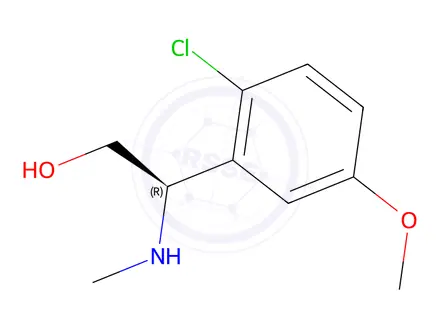 Chemical structure of (R)-2-(2-chloro-5-methoxyphenyl)-2-(methylamino)ethan-1-ol