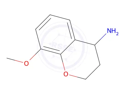 Chemical structure of 8-methoxy-3,4-dihydro-2H-1-benzopyran-4-amine