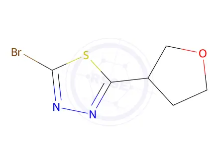 Chemical structure of 2-Bromo-5-(oxolan-3-yl)-1,3,4-thiadiazole