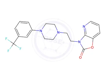 Chemical structure of 3-(2-(4-(3-(trifluoromethyl)phenyl)-1-piperazinyl)ethyl)oxazolo(4,5-b)pyridin-2(3H)-one