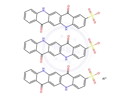 Chemical structure of Quino[2,3-b]acridine-2-sulfonic acid, 5,7,12,14-tetrahydro-7,14-dioxo-, aluminum salt (3:1)