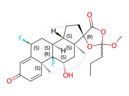 Chemical structure of 6 α,9α-difluoro prednisolone 17,21-Trimethylortobutyrate