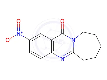 Chemical structure of 2-Nitro-7,8,9,10-tetrahydroazepino[2,1-b]quinazolin-12(6H)-one