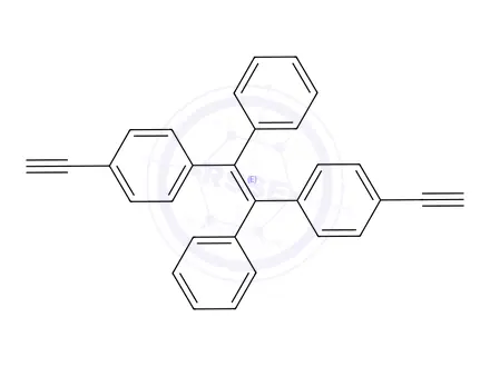 Chemical structure of Benzene, 1,1'-[(1E)-1,2-diphenyl-1,2-ethenediyl]bis[4-ethynyl-