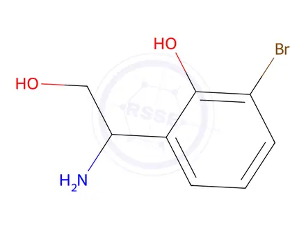 Chemical structure of 2-(1-amino-2-hydroxyethyl)-6-bromophenol