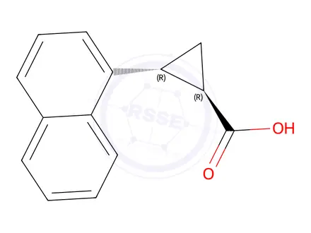 Chemical structure of (1R,2R)-2-(naphthalen-1-yl)cyclopropane-1-carboxylic acid