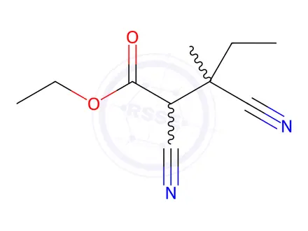 Chemical structure of ethyl 2,3-dicyano-3-methylpentanoate
