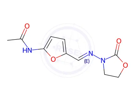 Chemical structure of N-(5-(((2-Oxooxazolidin-3-yl)imino)methyl)furan-2-yl)acetamide