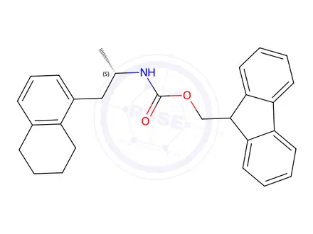 Chemical structure of 1-Naphthalenepropanoic acid, α-[[(9H-fluoren-9-ylmethoxy)carbonyl]amino]-5,6,7,8-tetrahydro-, (αS)-