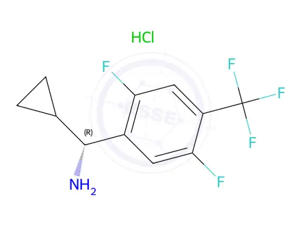 Chemical structure of (R)-cyclopropyl(2,5-difluoro-4-(trifluoromethyl)phenyl)methanamine hydrochloride