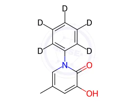 Chemical structure of 3-Hydroxy-5-methyl-N-phenyl-2-1H-pyridone D5