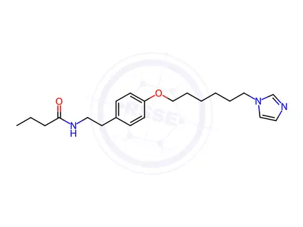 Chemical structure of N-(4-((6-(1H-Imidazol-1-yl)hexyl)oxy)phenethyl)butyramide
