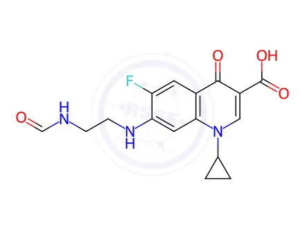 Chemical structure of 3-Quinolinecarboxylic acid, 1-cyclopropyl-6-fluoro-7-[[2-(formylamino)ethyl]amino]-1,4-dihydro-4-oxo-