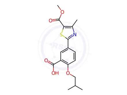 Chemical structure of 5-Thiazolecarboxylic acid, 2-[3-carboxy-4-(2-methylpropoxy)phenyl]-4-methyl-, 5-methyl ester