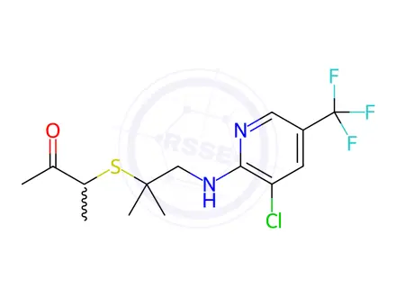 Chemical structure of 3-[(2-{[3-chloro-5-(trifluoromethyl)-2-pyridinyl]amino}-1,1-dimethylethyl)sulfanyl]-2-butanone
