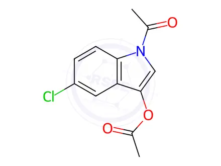 Chemical structure of Acetic acid 1-acetyl-5-chloro-1H-indol-3-yl ester