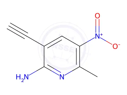 Chemical structure of 3-ethynyl-6-methyl-5-nitropyridin-2-amine