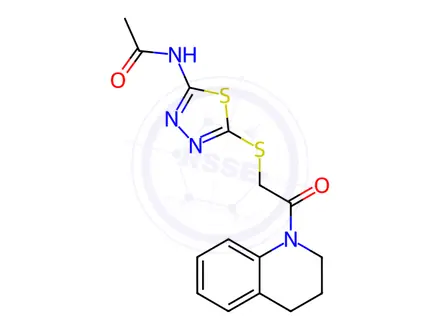 Chemical structure of N-[5-[2-(3,4-dihydro-2H-quinolin-1-yl)-2-oxoethyl]sulfanyl-1,3,4-thiadiazol-2-yl]acetamide