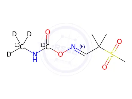 Chemical structure of Aldicarb sulfone-[13C2,d3]
