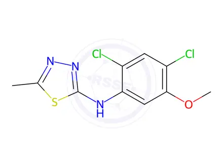 Chemical structure of N-(2,4-dichloro-5-methoxyphenyl)-5-methyl-1,3,4-thiadiazol-2-amine