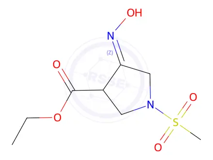 Chemical structure of 4-Hydroxyimino-1-methanesulfonyl-pyrrolidine-3-carboxylic acid ethyl ester