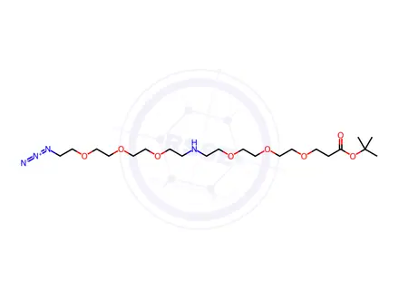 Chemical structure of N-(Azido-PEG3)-NH-PEG3-t-butyl ester