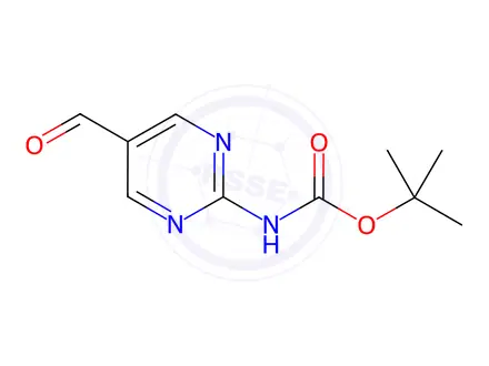 Chemical structure of Carbamic acid, N-(5-formyl-2-pyrimidinyl)-, 1,1-dimethylethyl ester