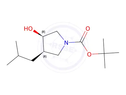 Chemical structure of Tert-butyl (3R,4R)-3-hydroxy-4-isobutylpyrrolidine-1-carboxylate