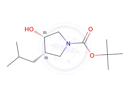 Chemical structure of Tert-butyl (3S,4S)-3-hydroxy-4-isobutylpyrrolidine-1-carboxylate