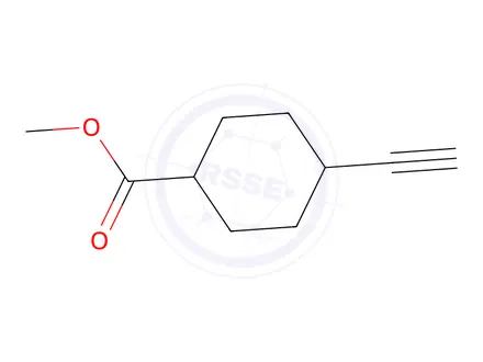 Chemical structure of methyl (trans-4-ethynylcyclohexane-1-carboxylate