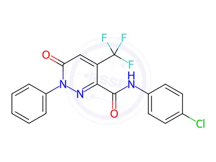 Chemical structure of N-(4-chlorophenyl)-6-oxo-1-phenyl-4-(trifluoromethyl)-1,6-dihydropyridazine-3-carboxamide