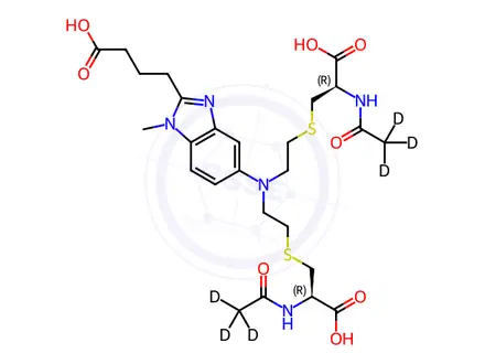 Chemical structure of Bendamustine Bis-mercapturic Acid-d6