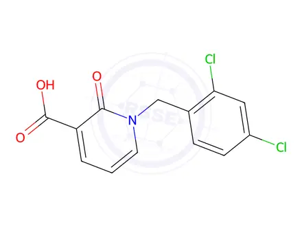 Chemical structure of 1-[(2,4-dichlorophenyl)methyl]-2-oxo-1,2-dihydropyridine-3-carboxylic acid