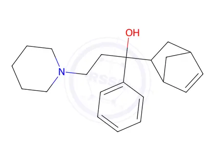Chemical structure of 5-oxo-L-proline, compound with alpha-bicyclo[2.2.1]hept-5-en-2-yl-alpha-phenylpiperidine-1-propanol (1:1)