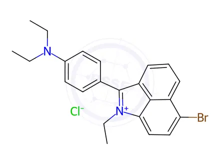 Chemical structure of 6-bromo-2-[4-(diethylamino)phenyl]-1-ethylbenz[cd]indolium chloride