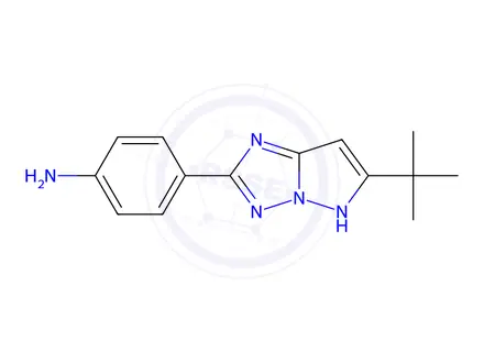 Chemical structure of 2-(4-aminophenyl)-6-tert-butyl-1H-pyrazolo[1,5-b][1,2,4]triazole