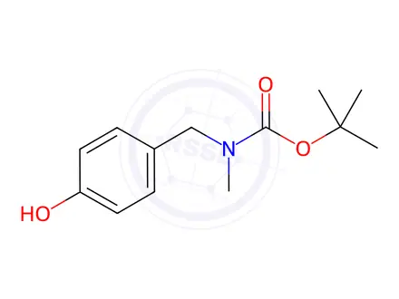 Chemical structure of Carbamic acid, N-[(4-hydroxyphenyl)methyl]-N-methyl-, 1,1-dimethylethyl ester