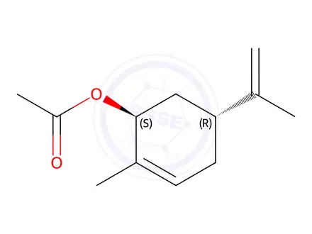 Chemical structure of Acetic acid [1S,(-)]-2-methyl-5β-(1-methylethenyl)-2-cyclohexen-1α-yl ester