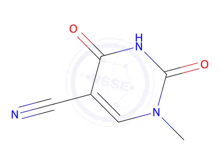 Chemical structure of 1-methyl-2,4-dioxo-1,2,3,4-tetrahydro-5-pyrimidinecarbonitrile