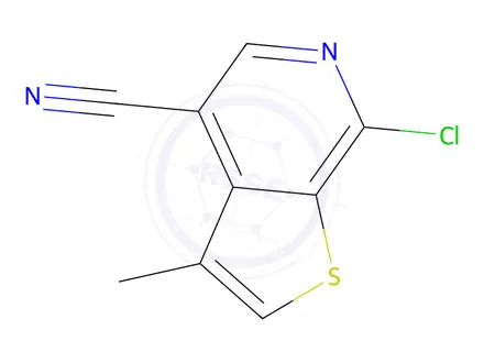 Chemical structure of 7-chloro-3-methylthieno[2,3-c]pyridine-4-carbonitrile
