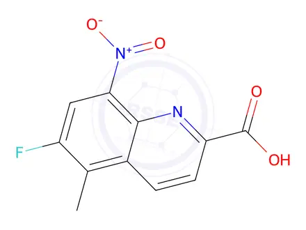Chemical structure of 6-Fluoro-5-methyl-8-nitroquinoline-2-carboxylic acid